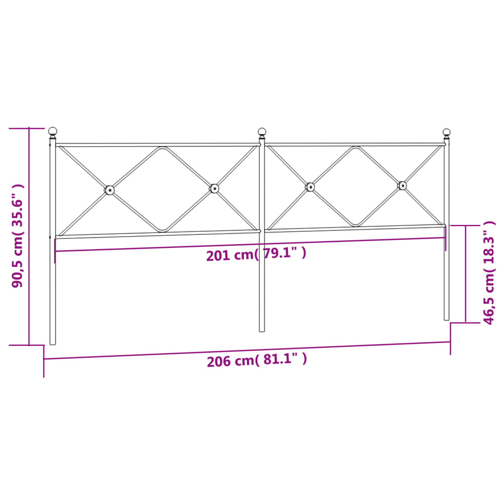 Sengegavl Metal Hvid 200 cm