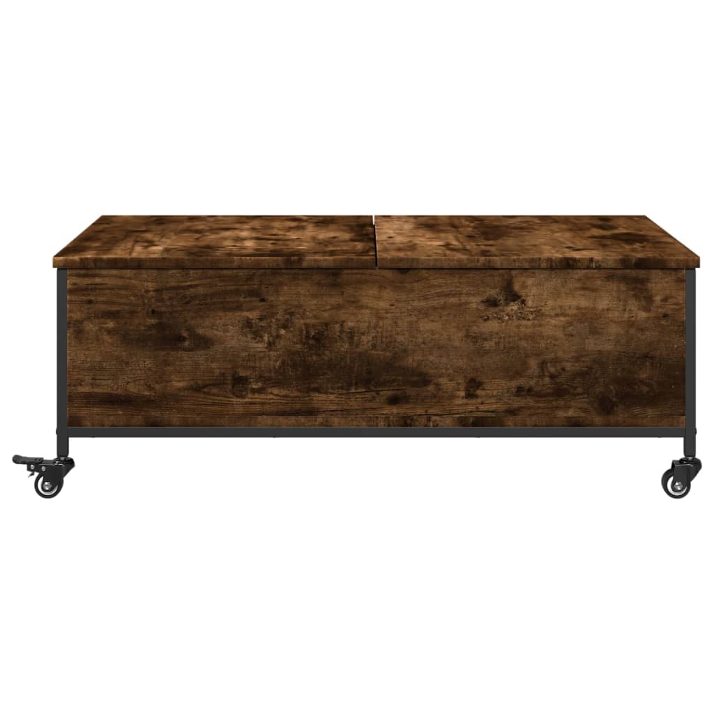 Sofabord med hjul røget eg 91x55x34 cm træmateriale