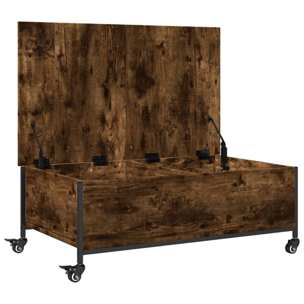 Sofabord med hjul røget eg 91x55x34 cm træmateriale