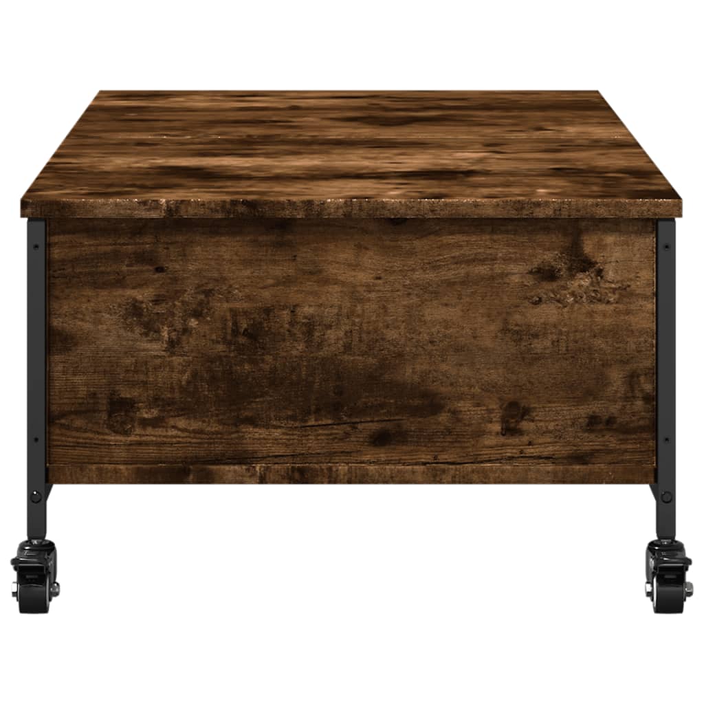 Sofabord med hjul røget eg 91x55x34 cm træmateriale