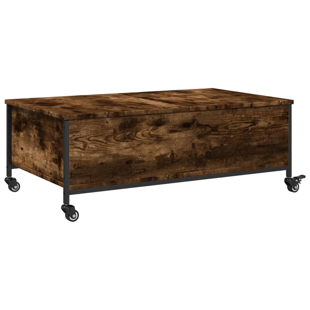 Sofabord med hjul røget eg 91x55x34 cm træmateriale