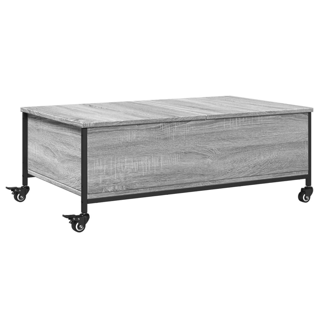 Sofabord med hjul Grå Sonoma 91x55x34 cm træmateriale
