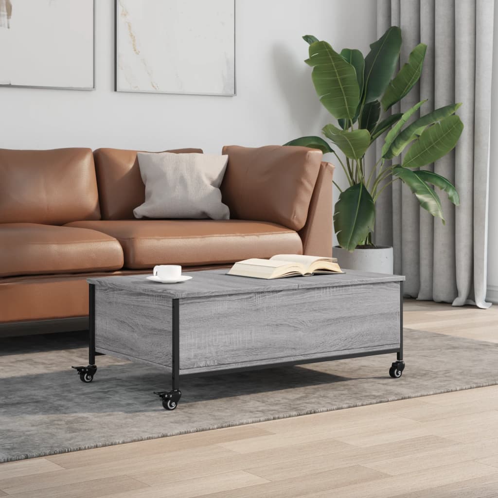 Sofabord med hjul Grå Sonoma 91x55x34 cm træmateriale