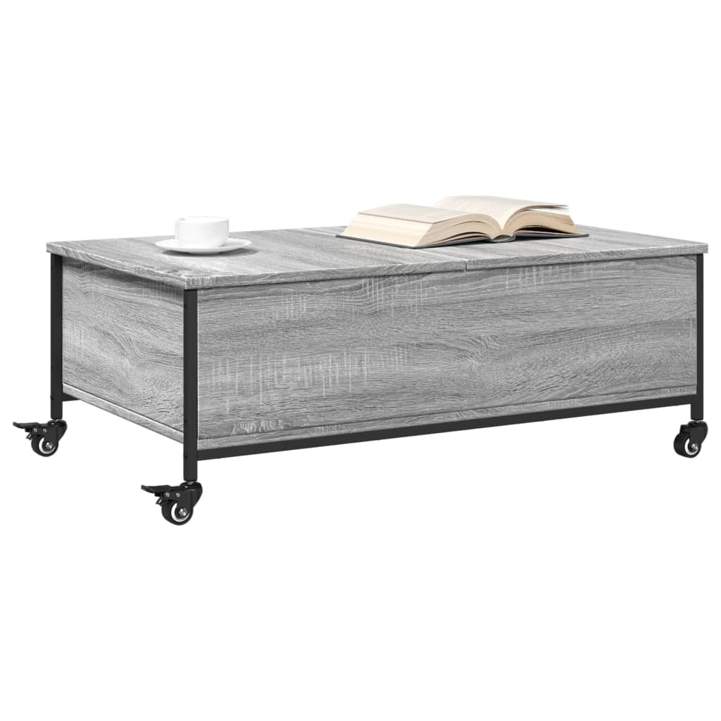 Sofabord med hjul Grå Sonoma 91x55x34 cm træmateriale