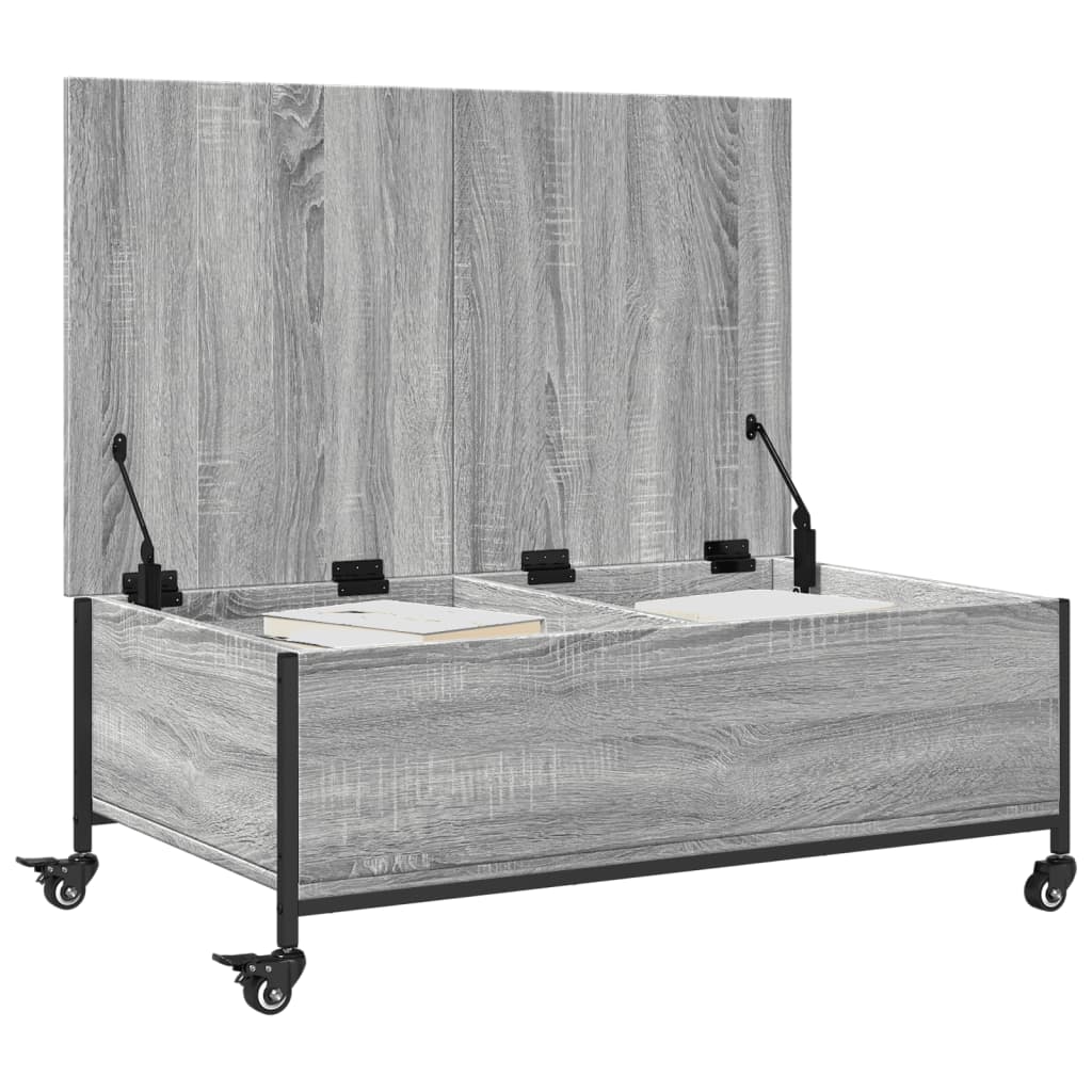 Sofabord med hjul Grå Sonoma 91x55x34 cm træmateriale