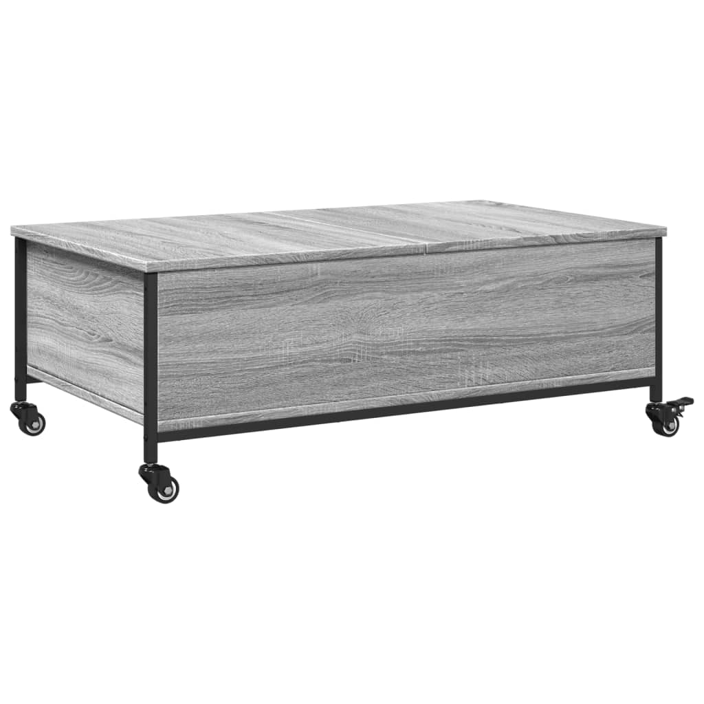 Sofabord med hjul Grå Sonoma 91x55x34 cm træmateriale