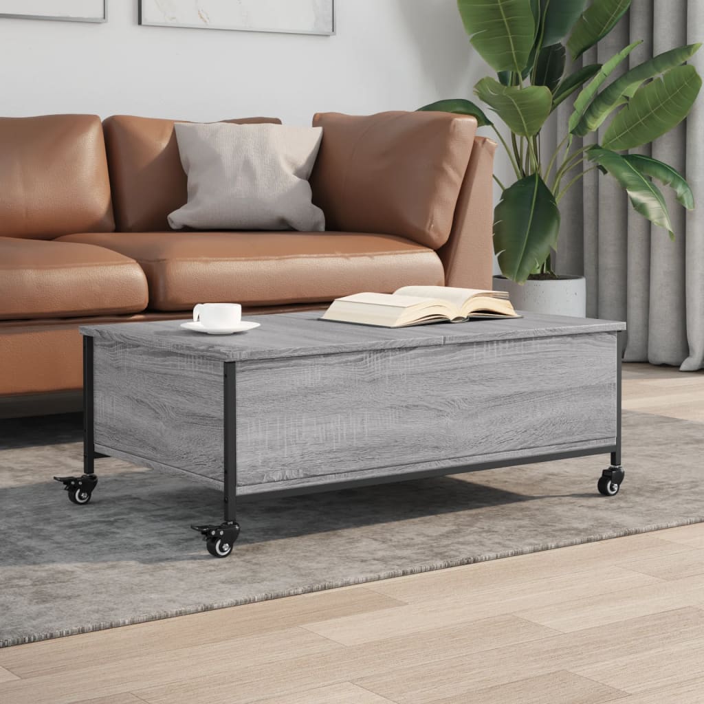 Sofabord med hjul Grå Sonoma 91x55x34 cm træmateriale