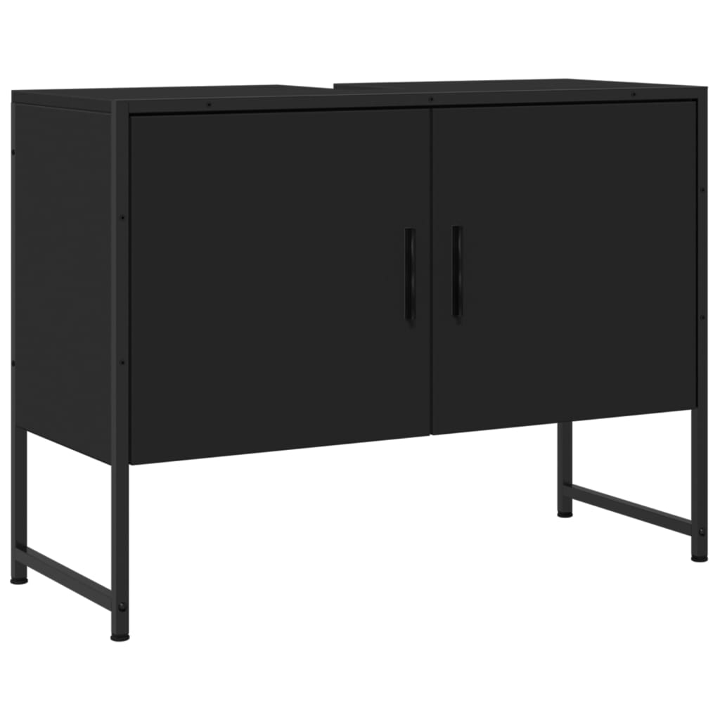 Håndvask Skab Sort 80x33x60 cm Træ Materiale