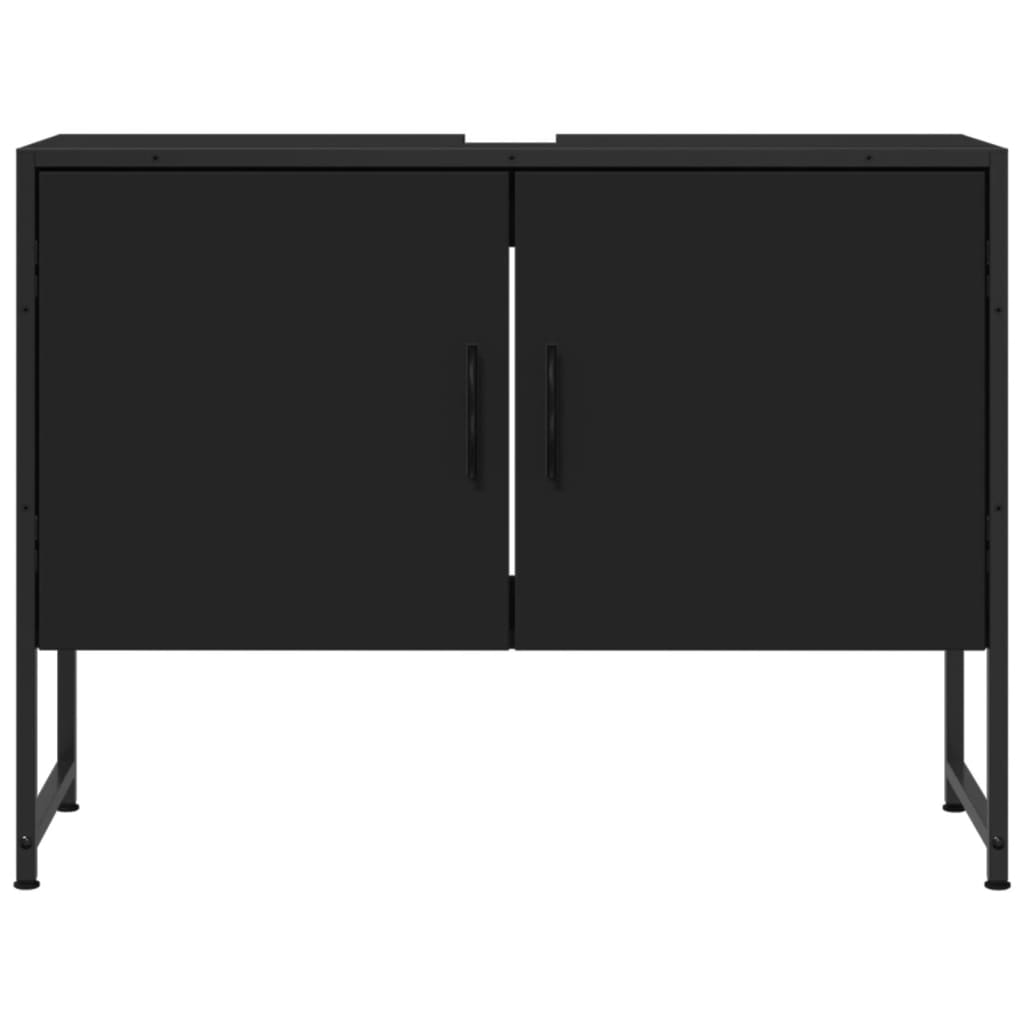 Håndvask Skab Sort 80x33x60 cm Træ Materiale