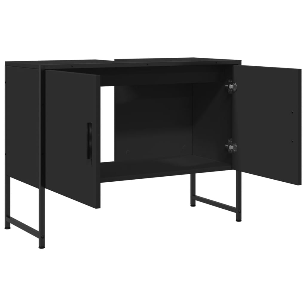 Håndvask Skab Sort 80x33x60 cm Træ Materiale
