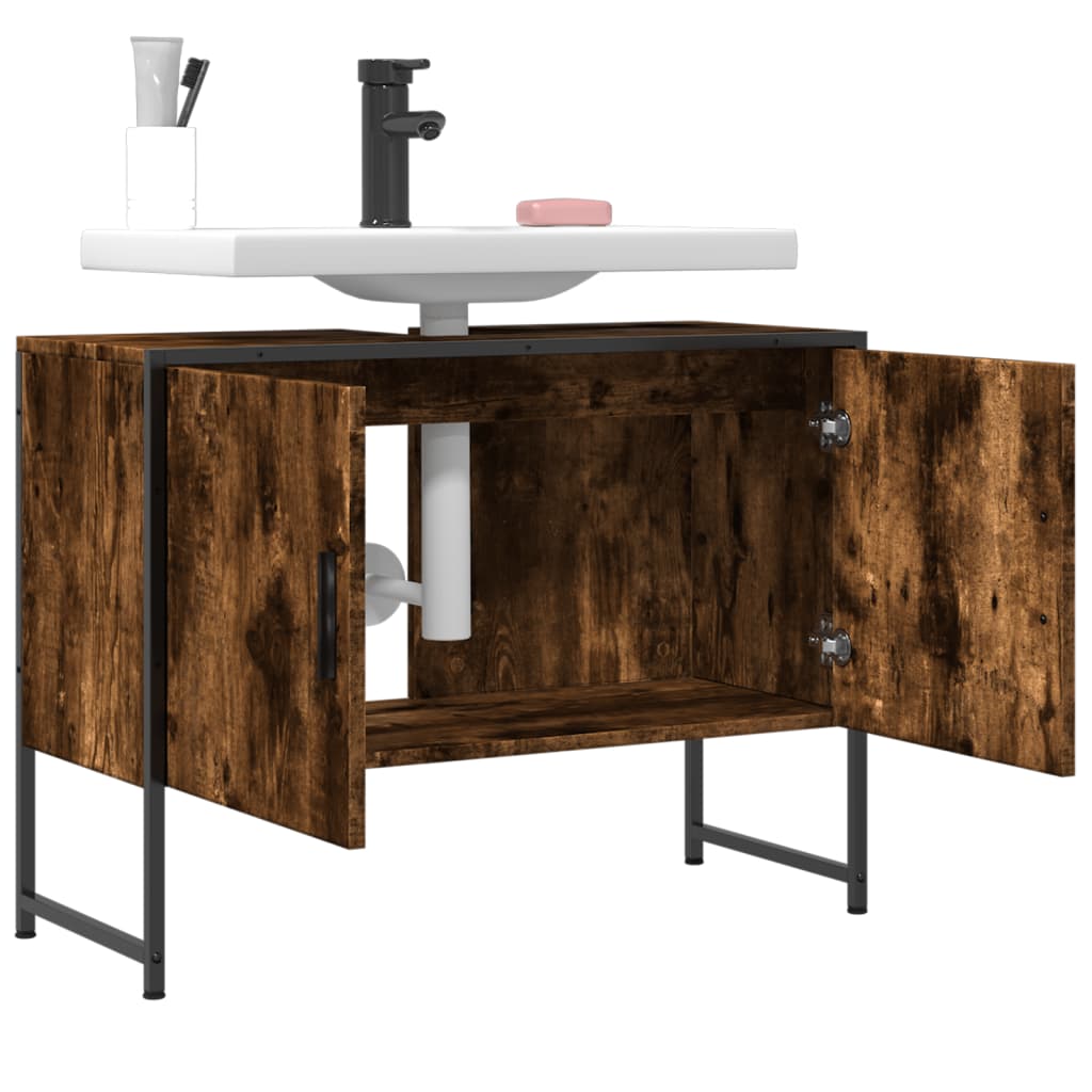 Håndvask underskab røget eg 80x33x60 cm træmateriale