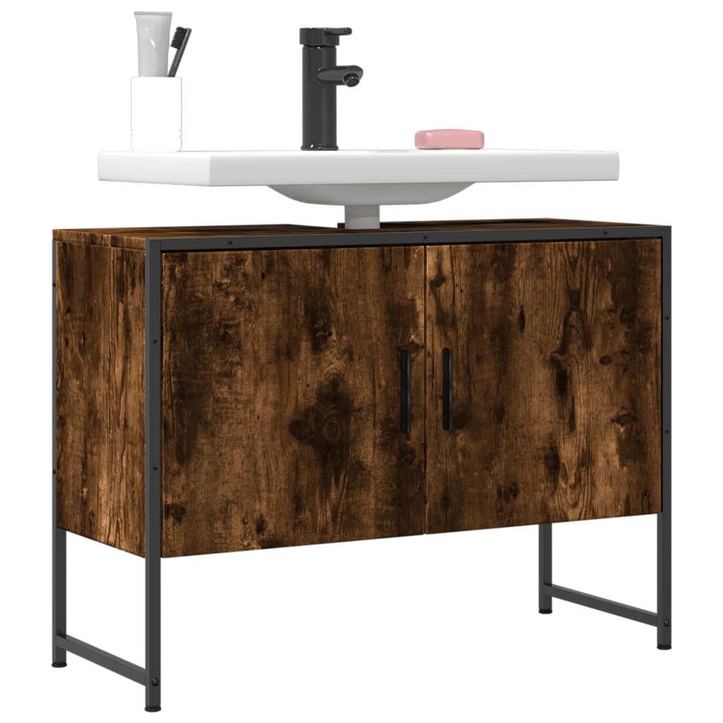 Håndvask underskab røget eg 80x33x60 cm træmateriale