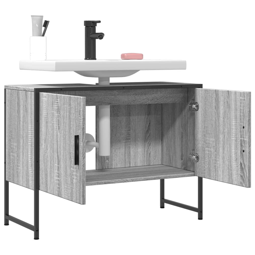 Håndvask Skab Grå Sonoma 80x33x60 cm Træ Materiale