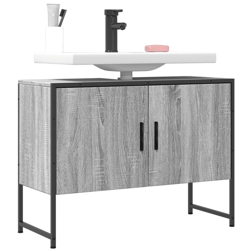 Håndvask Skab Grå Sonoma 80x33x60 cm Træ Materiale