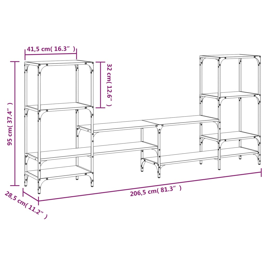 TV-skab Brun Eg Look 206,5x28,5x95 cm Træ Materiale