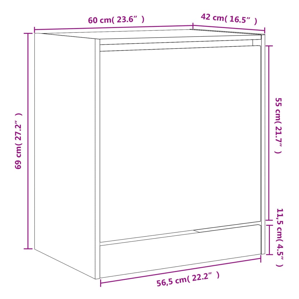 Skoskab Brun Eg Look 60x42x69 cm Træmateriale