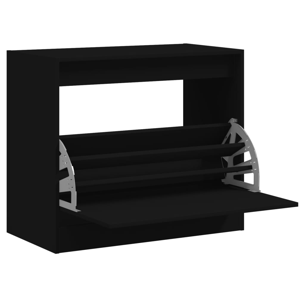 Skoskab Sort 80x42x69 cm Træmateriale