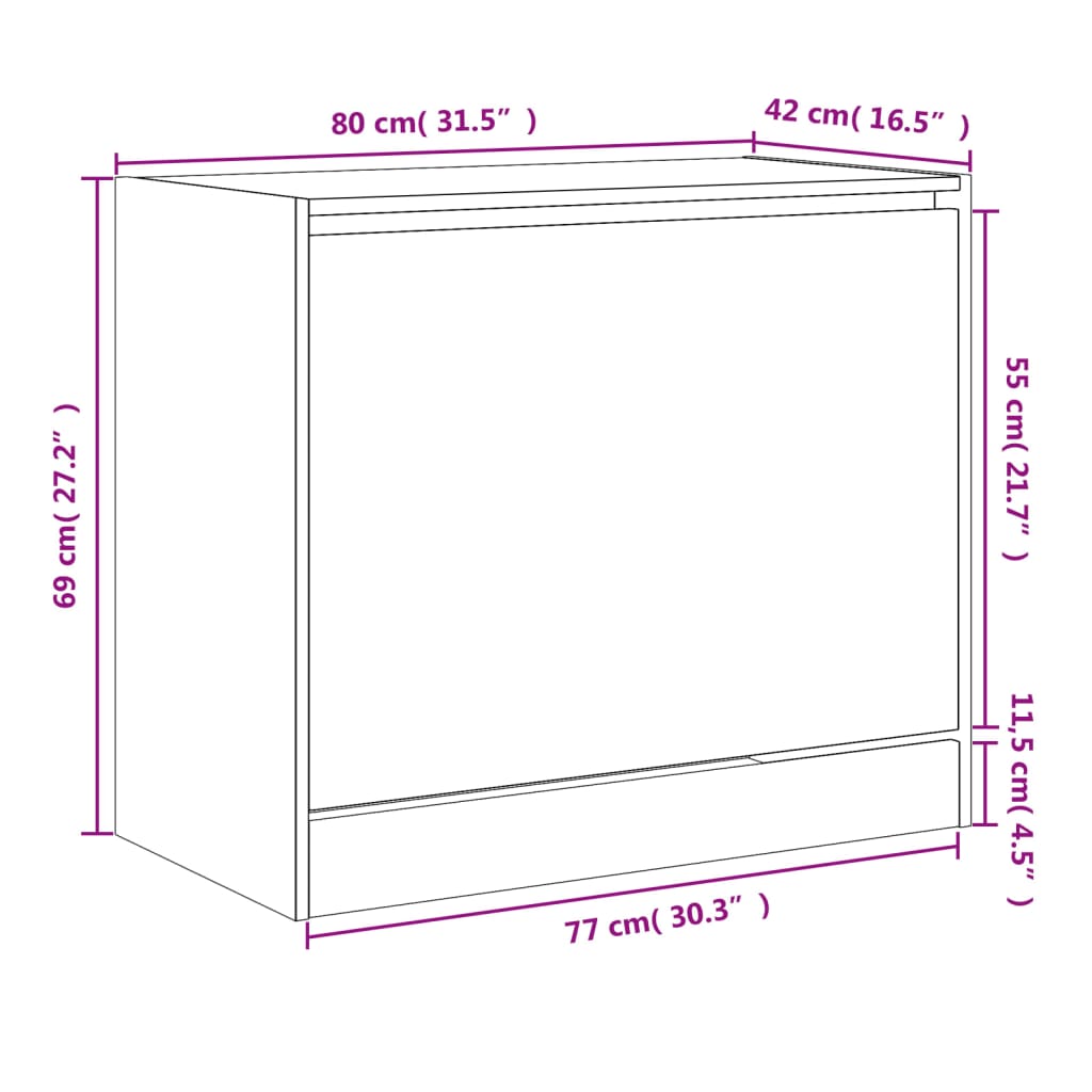 Skoskab Røget Eg 80x42x69 cm Træmateriale