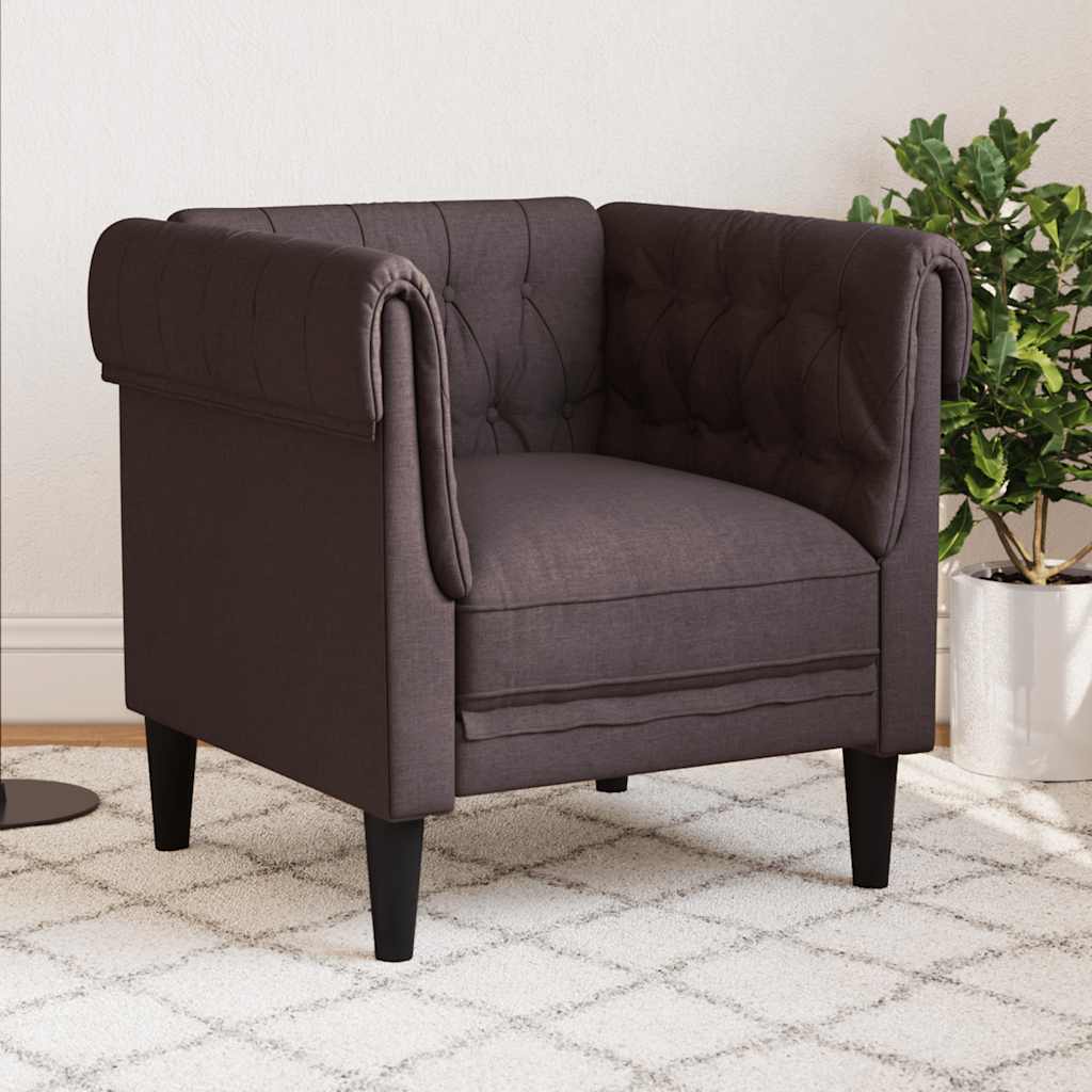 Chesterfield lænestol mørkebrunt stof