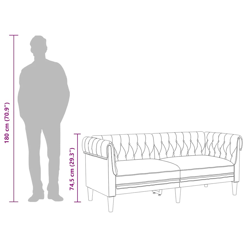 Chesterfield sofa 2-personers lysegråt stof