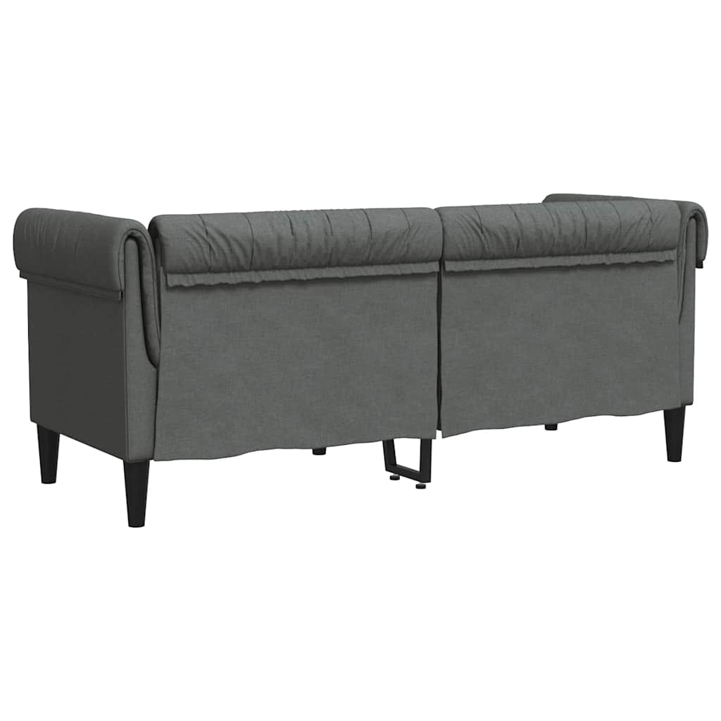 Chesterfield sofa 2-personers mørkegrå stof