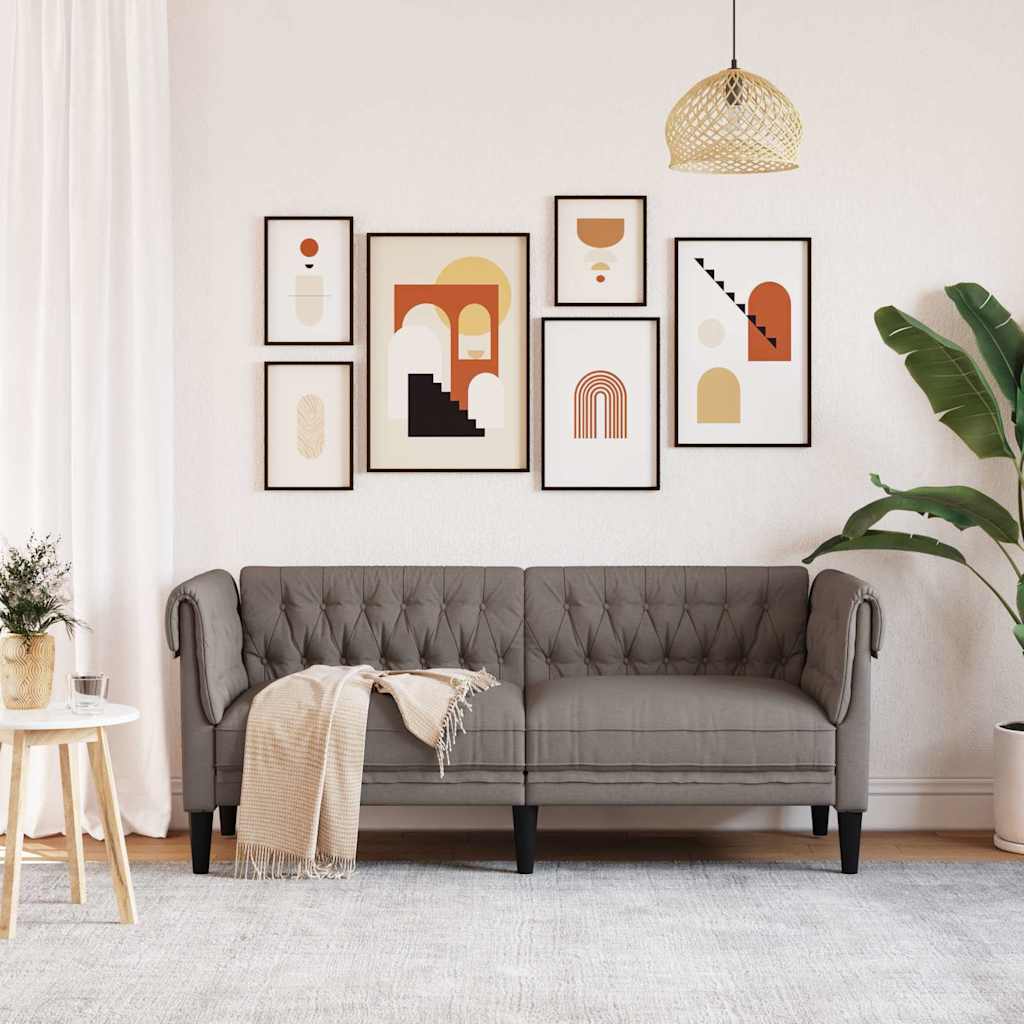 Chesterfield sofa 2-personers taupe stof