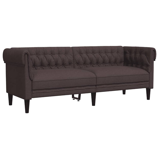 Chesterfield-Sofa 3-Sitzer Dunkelbraun Stoff