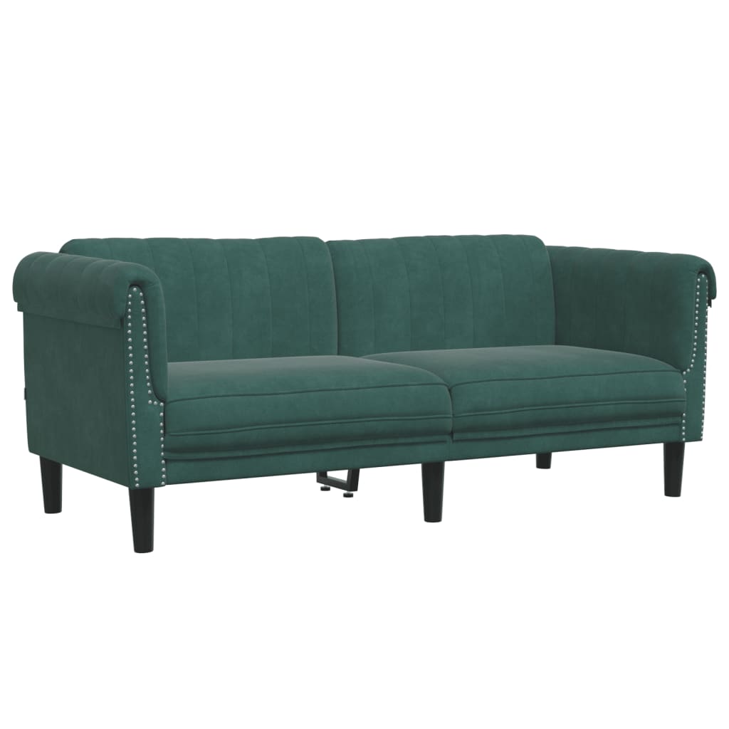 Sofa 2-personers mørkegrøn fløjl
