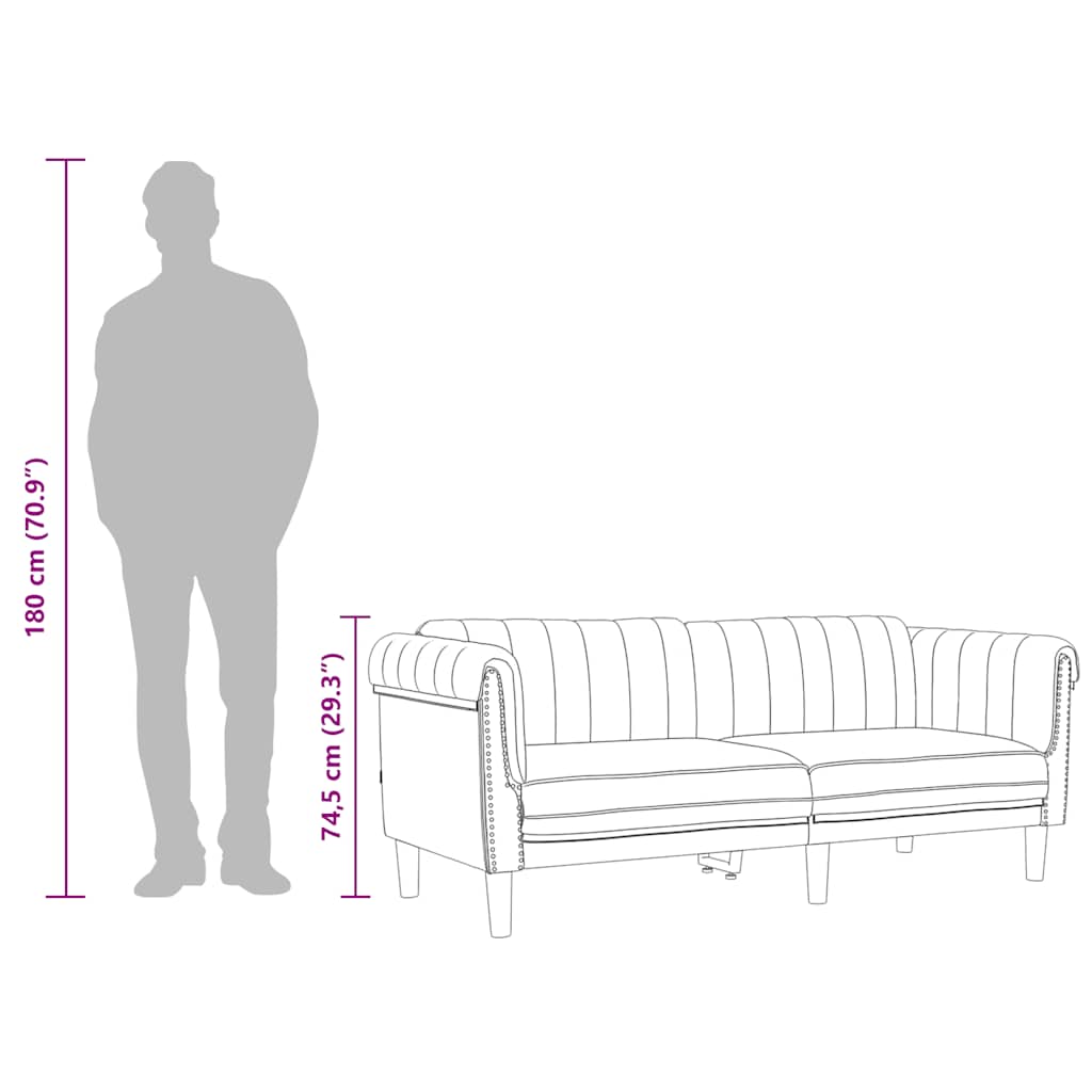 2-personers sofa brunt imiteret ruskindslook
