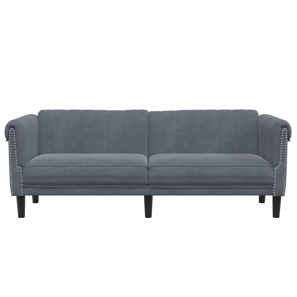 Sofa 3-personers mørkegrå fløjl