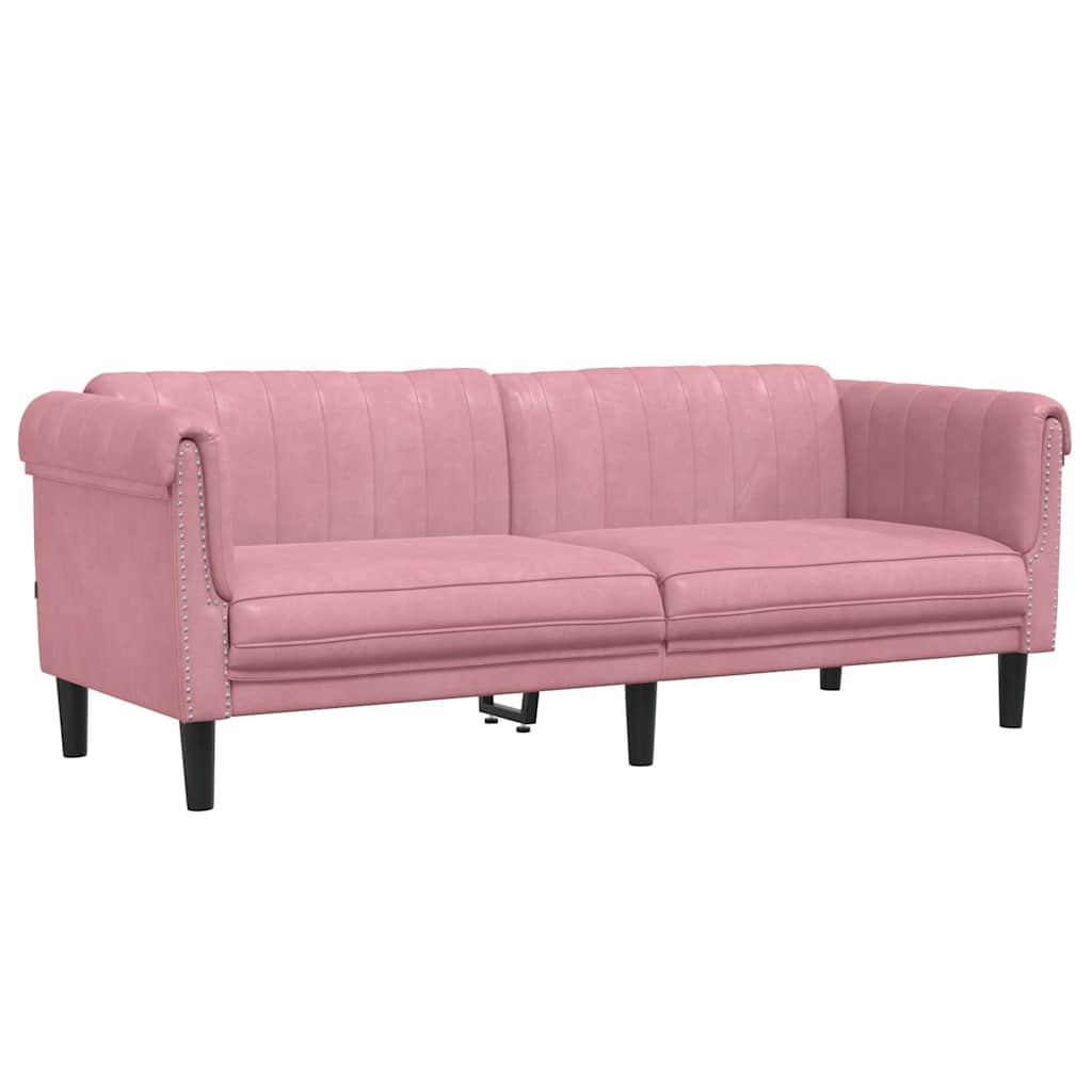 Sofa 3-personers pink fløjl