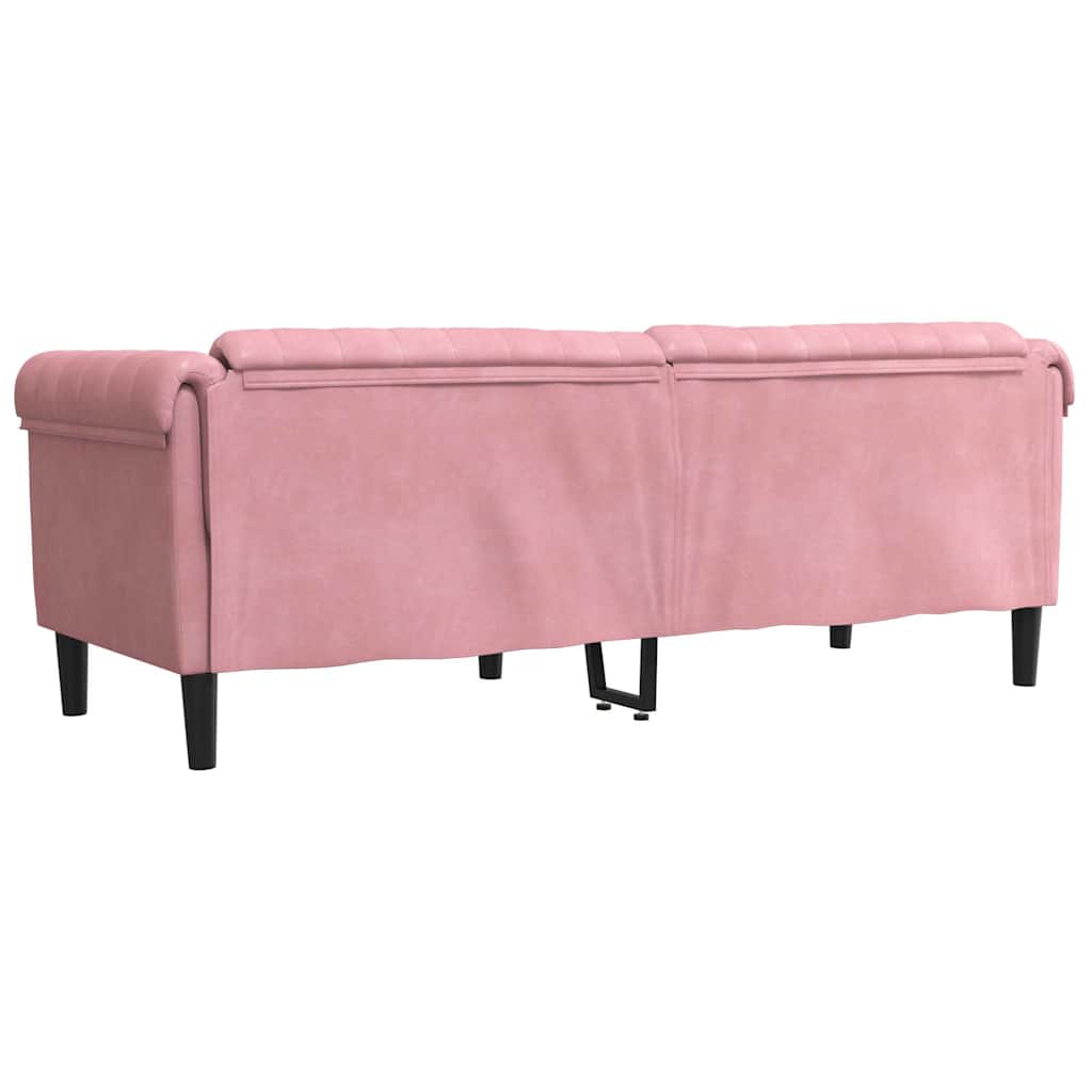 Sofa 3-personers pink fløjl