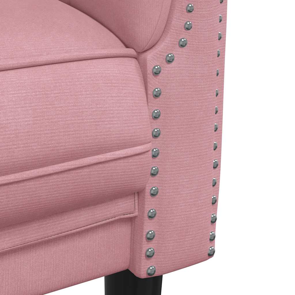 Sofa 3-personers pink fløjl