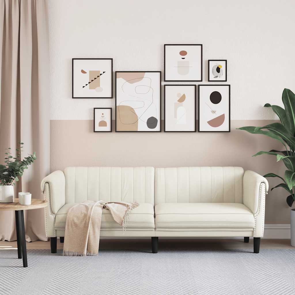 Sofa 3-personers creme fløjl