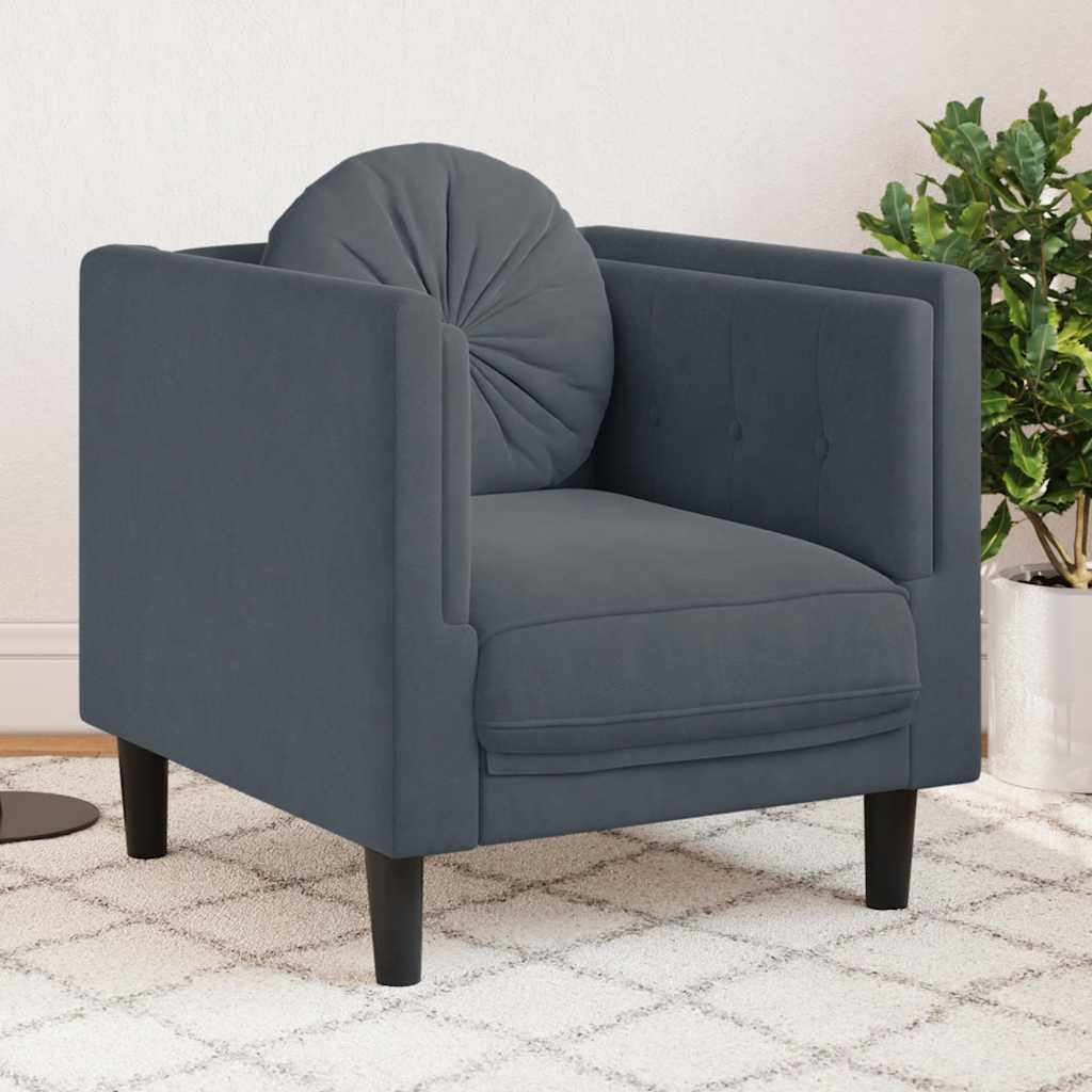Lænestol med Cushion Dark Grey Velvet