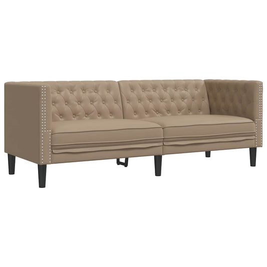 Chesterfield-Sofa 3-Sitzer Cappuccino Kunstleder