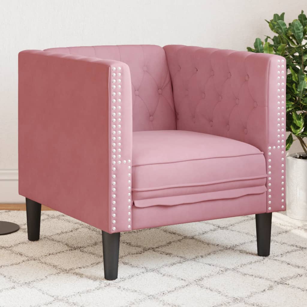 Chesterfield lænestol pink fløjl