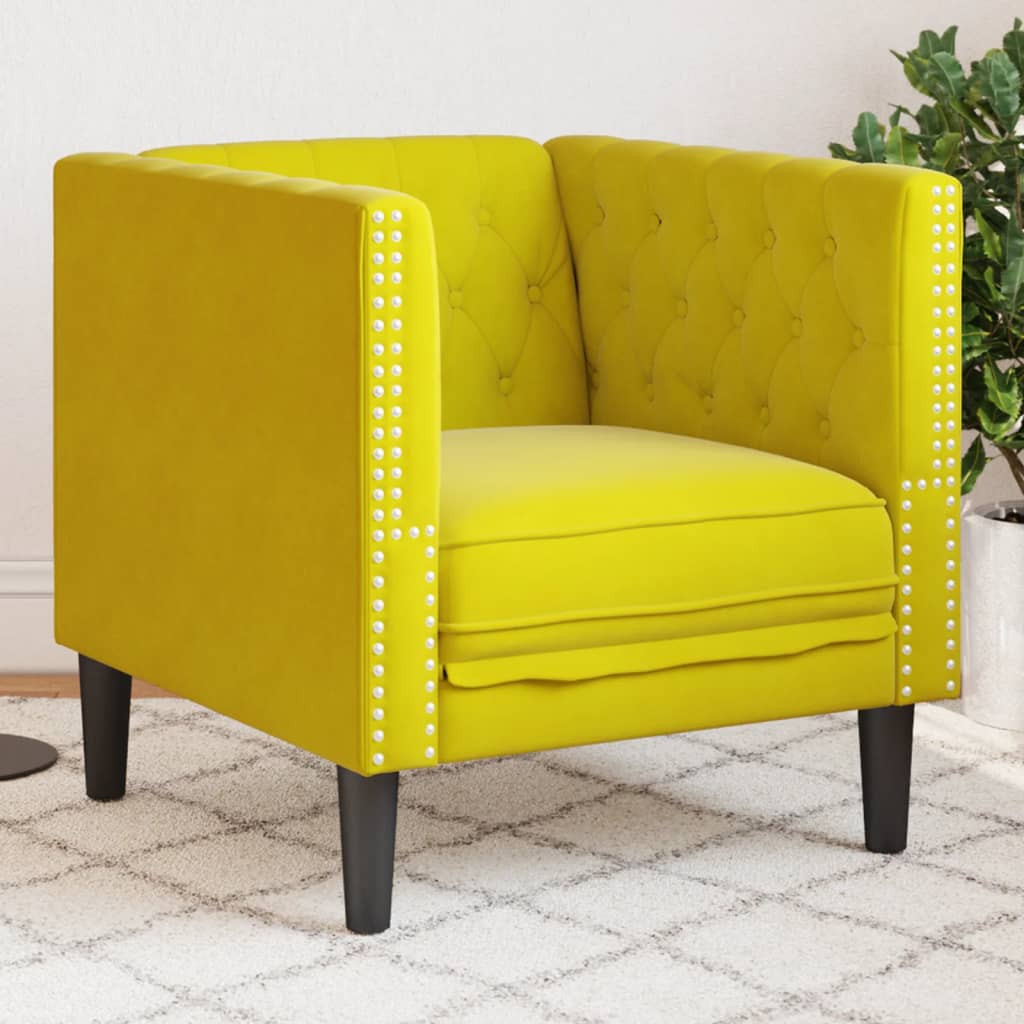 Chesterfield Lænestol Gul Velvet