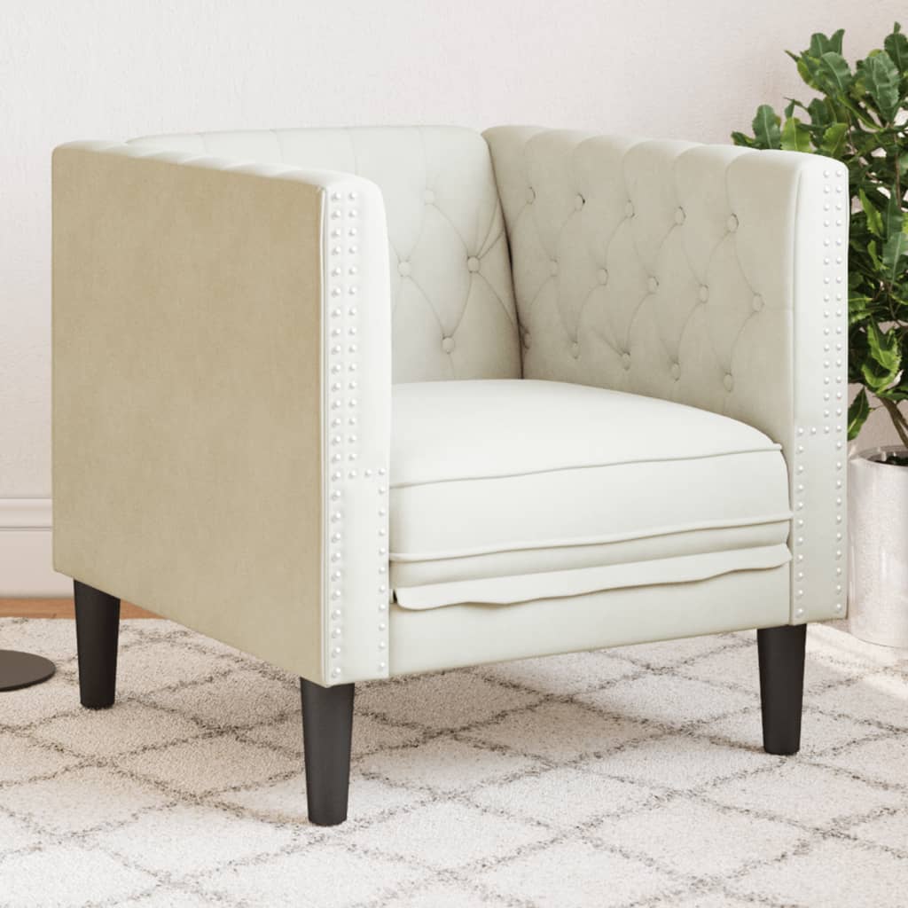 Chesterfield lænestol creme fløjl