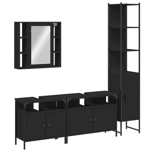 4-tlg. Badmöbel-Set Schwarz Holzwerkstoff