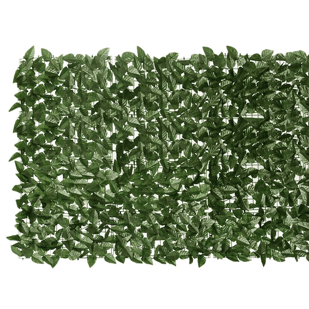 Balkon privatskærm med mørkegrønne blade 200x100 cm
