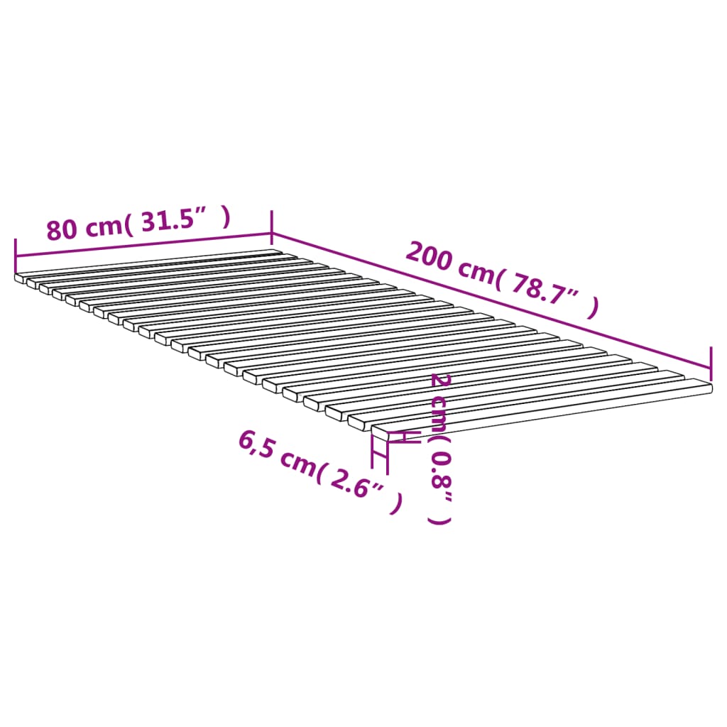 Lamelramme 80x200 cm massiv fyrretræ