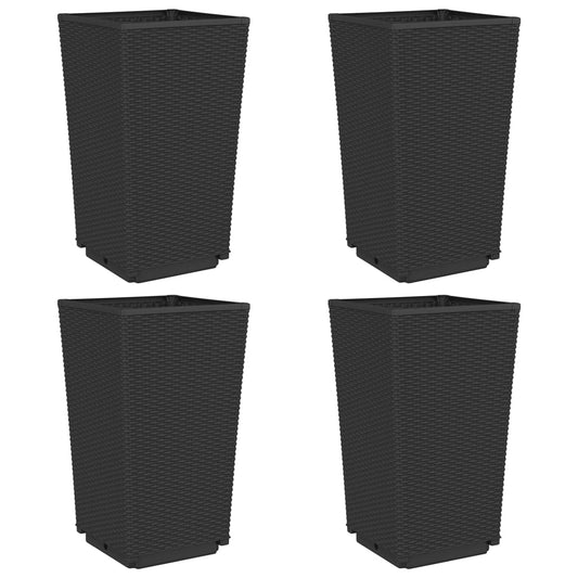 Pflanzkübel 4 Stk. Schwarz 32,5x32,5x57 cm PP