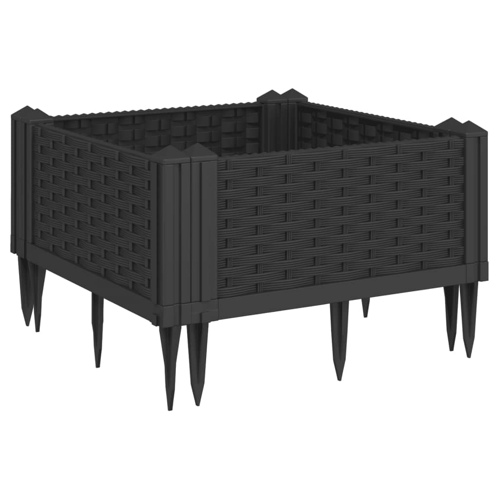 Plantekasse med jordspyd Sort 42,5x42,5x28,5 cm PP
