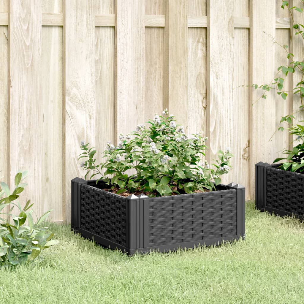 Plantekasse med jordspyd Sort 42,5x42,5x28,5 cm PP