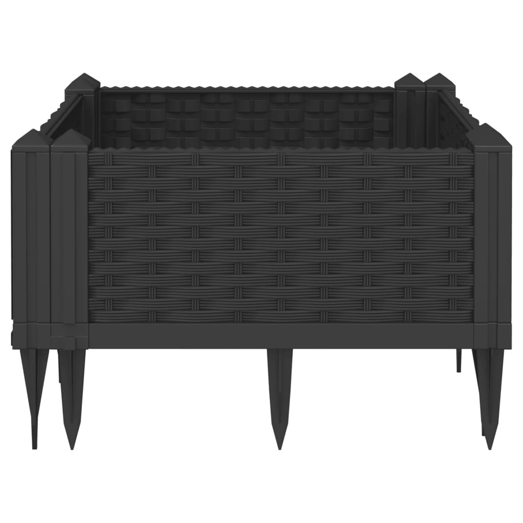 Plantekasse med jordspyd Sort 42,5x42,5x28,5 cm PP