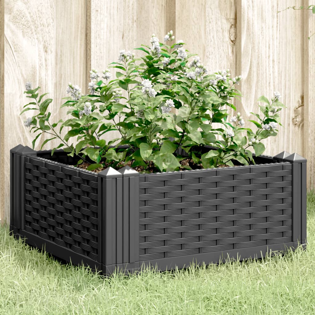 Plantekasse med jordspyd Sort 42,5x42,5x28,5 cm PP