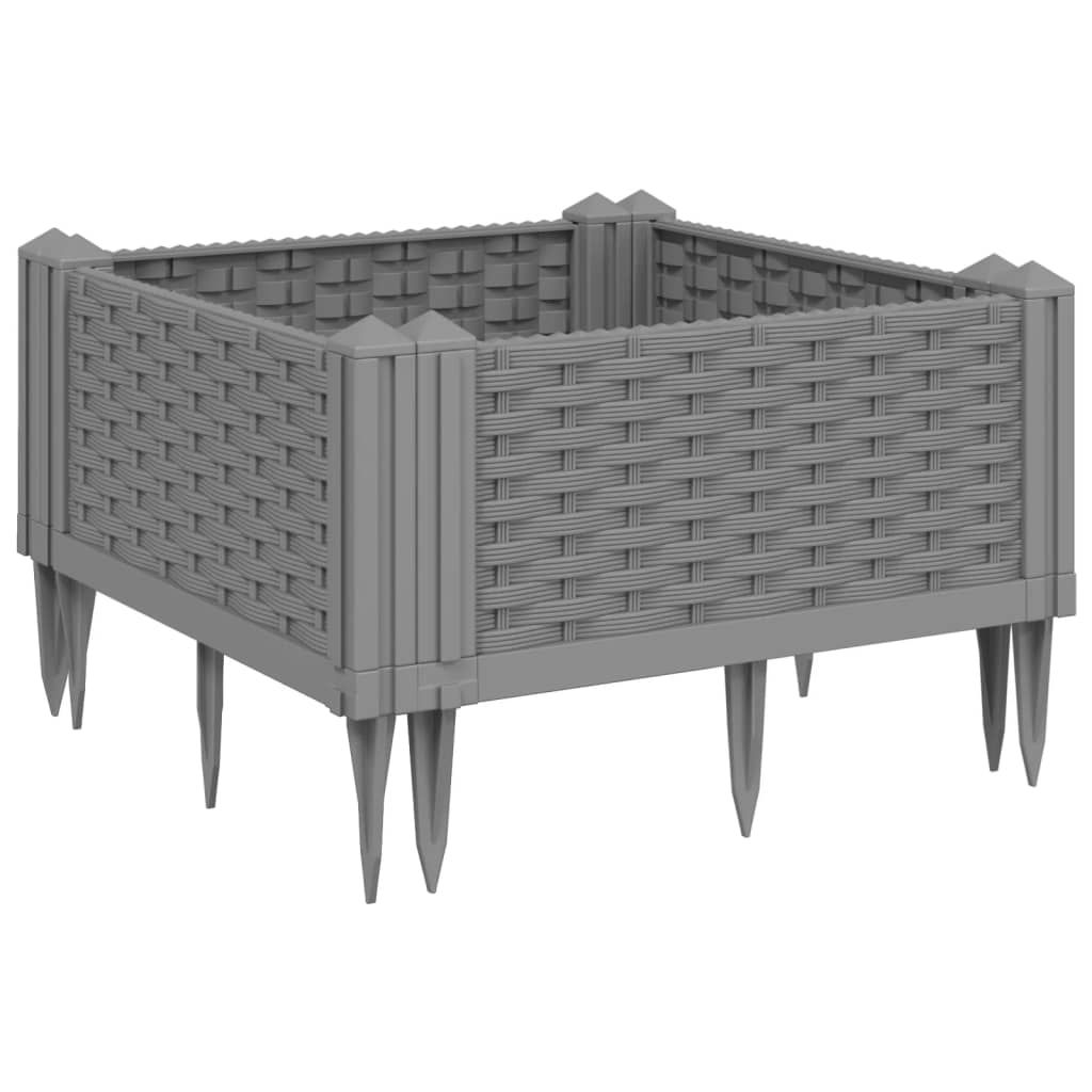 Plantekasse med jordspyd Lysegrå 42,5x42,5x28,5 cm PP