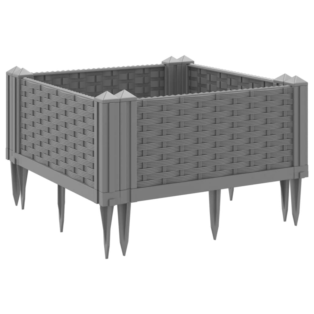 Plantekasse med jordspyd Lysegrå 42,5x42,5x28,5 cm PP