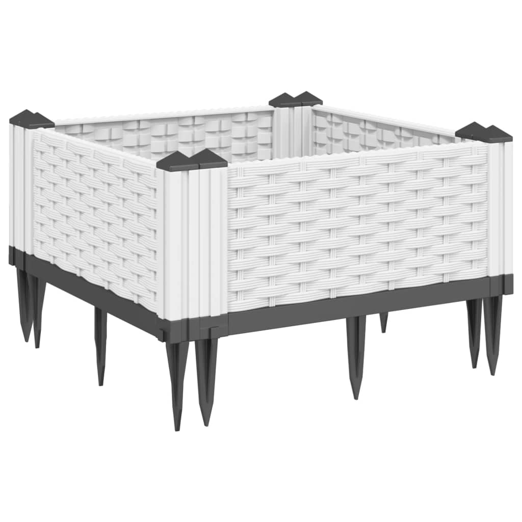 Plantekasse med jordspyd Hvid 42,5x42,5x28,5 cm PP